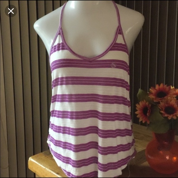 Purple and white striped halter top - Picture 2 of 2